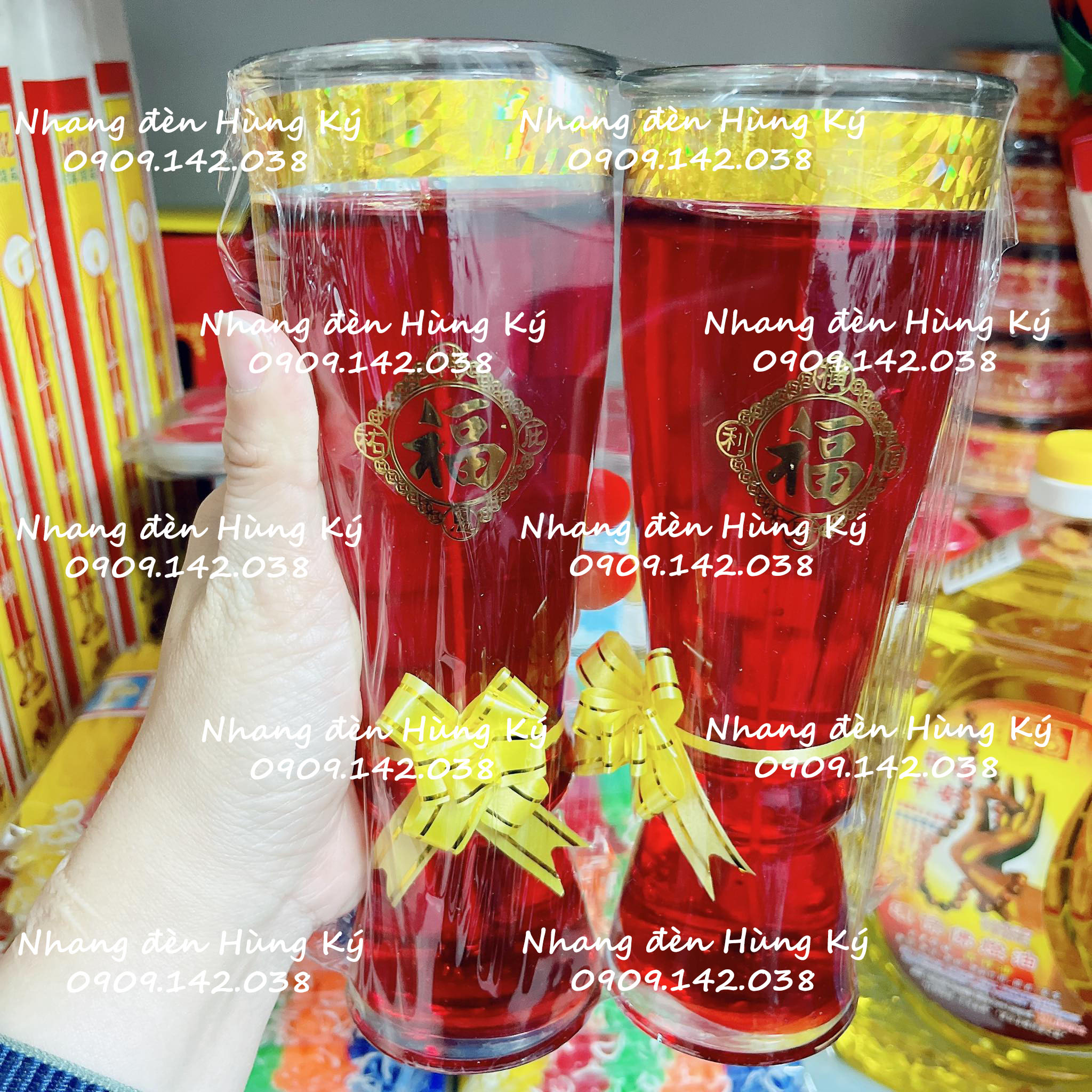 [Hộp 3 cặp] Đèn cầy ly đại Q40 cao 21cm