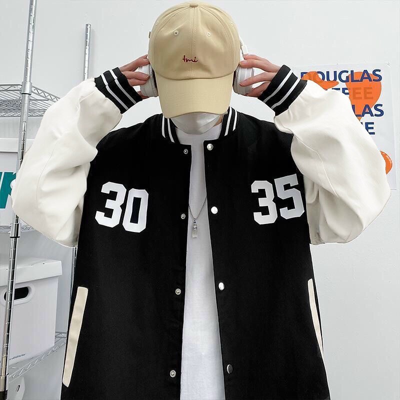 Áo khoác dù nam Áo khoác bomer cá tính trẻ trung thiết kế một hàng nút họa tiết đơn giản phối màu siêu cool