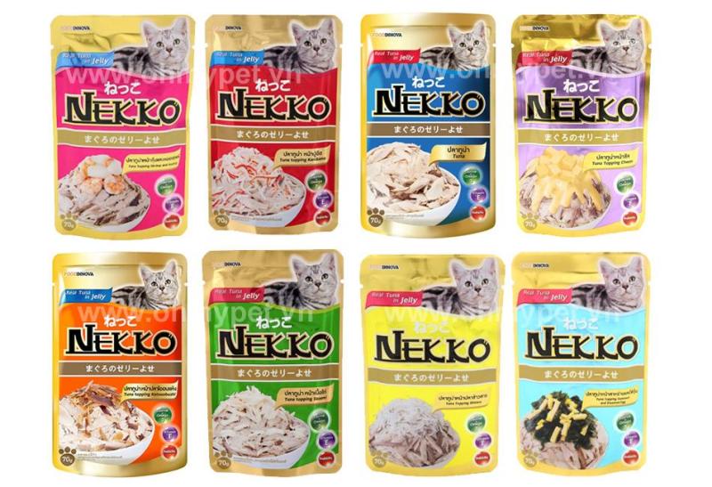 HCM- Nekko tuna gói 70gr- Bate mèo nhập khẩu Thái Lan / thức ăn sốt cho mèo từ 1 tháng tuổi /Pate bổ sung dưỡng chất cho mèo 16 vị /Soup Nekko