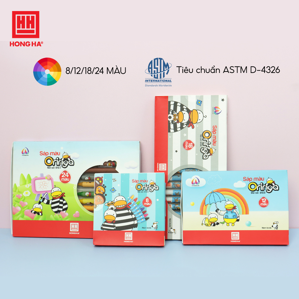 Hộp 12/18/24 Sáp Màu Oringa Hồng Hà - 8105/8106/8107