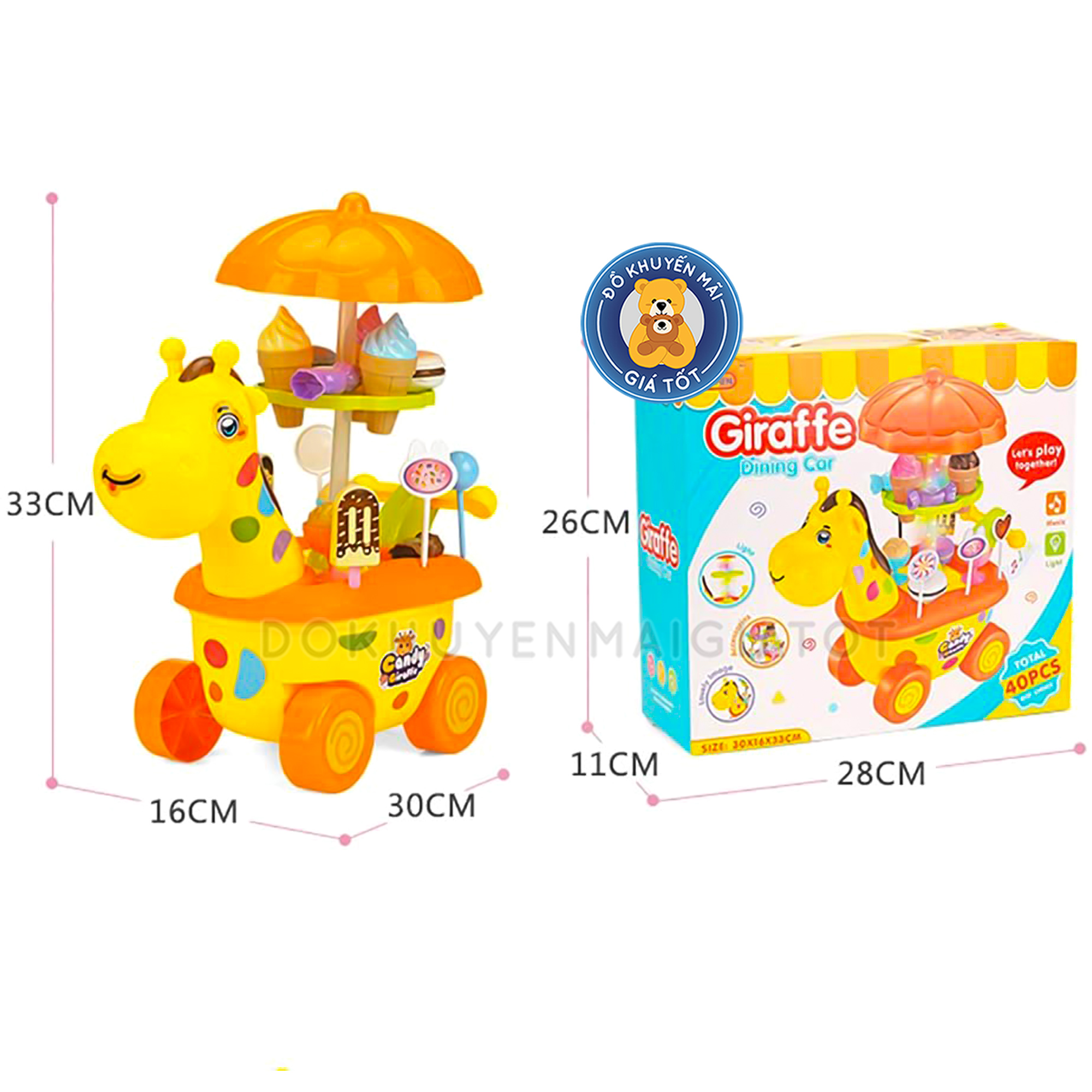 Bộ đồ chơi xe kem 2 tầng có nhạc và đèn