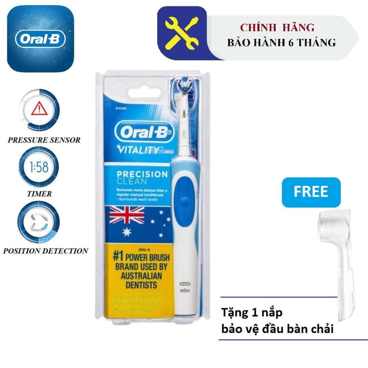 Bàn chải điện đánh răng tự động Precision clean Oral-B (bảo hành 6T + Tặng kèm nắp chụp đầu bàn chải.)