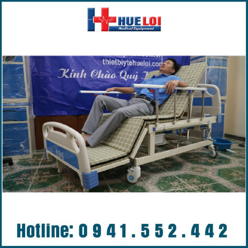 Giường điện Y tế đa năng 4 tay quay hạ chân góc to HL3