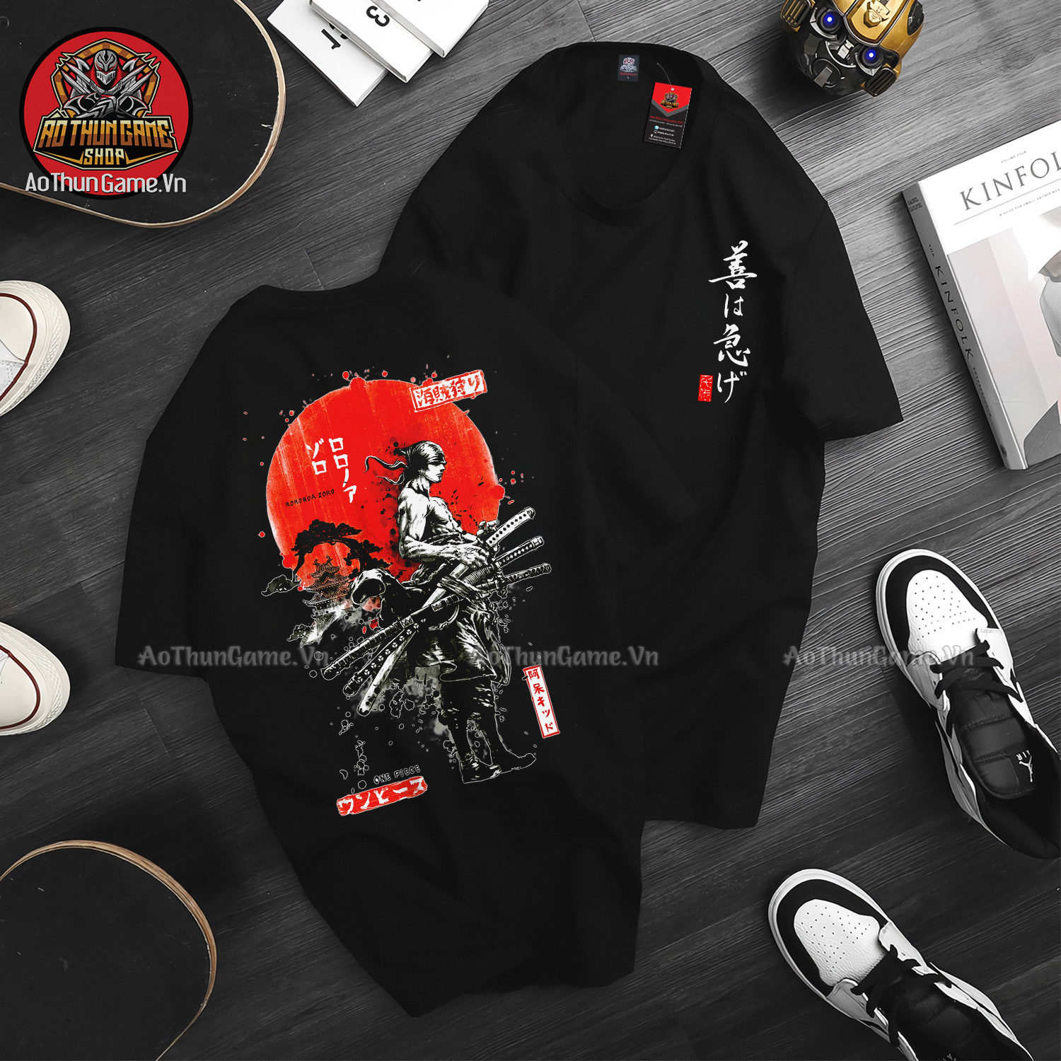 Áo thun One Piece Zorro TD01 màu đen mẫu mới cực đẹp