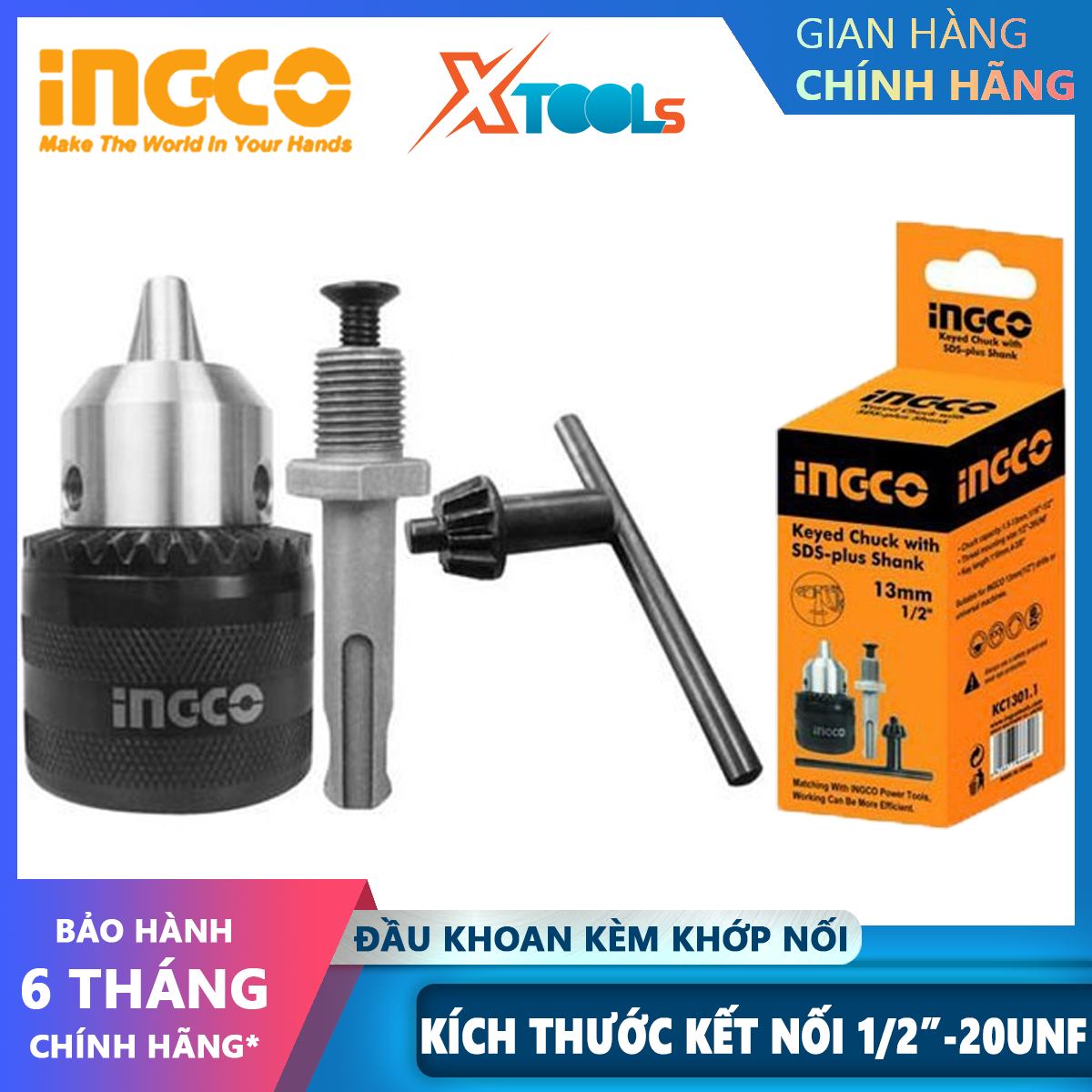 Ingco kc1301.1 joint drill bit 1.5-13mm bore power drill bit 1/2 inch joint size with 1 XTools lock