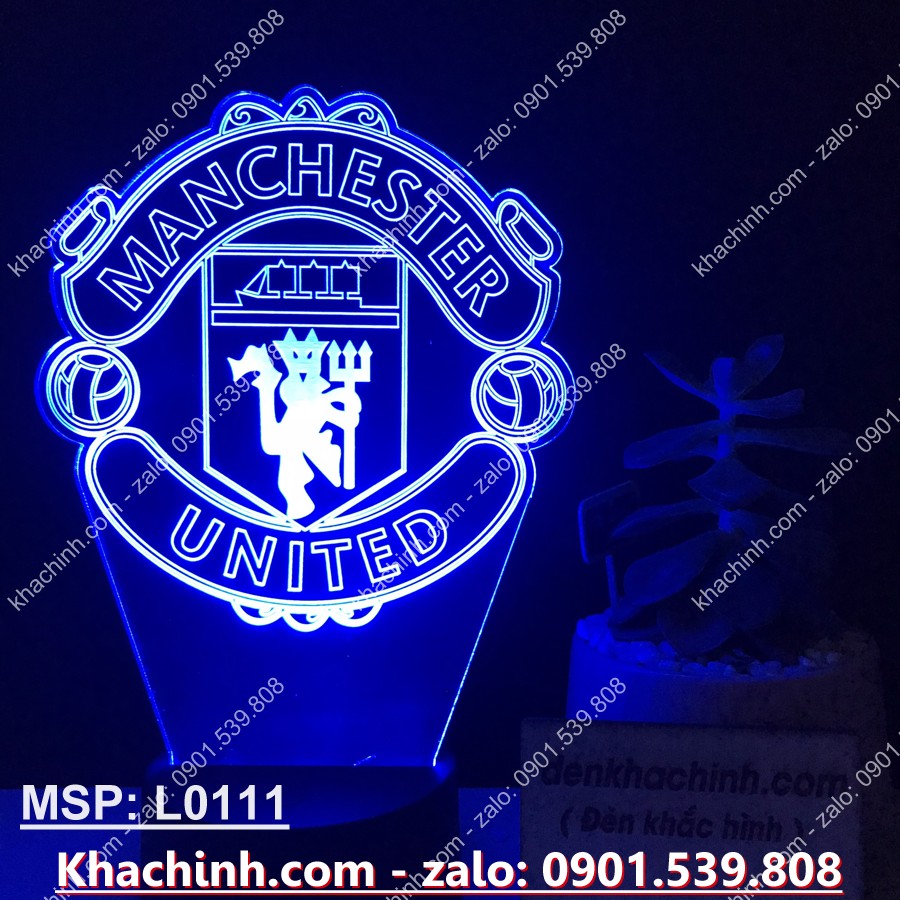 Đèn led 7 màu Hình CLB BÓNG ĐÁ MANCHESTER UNITED - Qùa tặng, đèn trang trí, đèn để bàn, đèn phòng ngủ, thiết kế cắt khắc theo yêu cầu