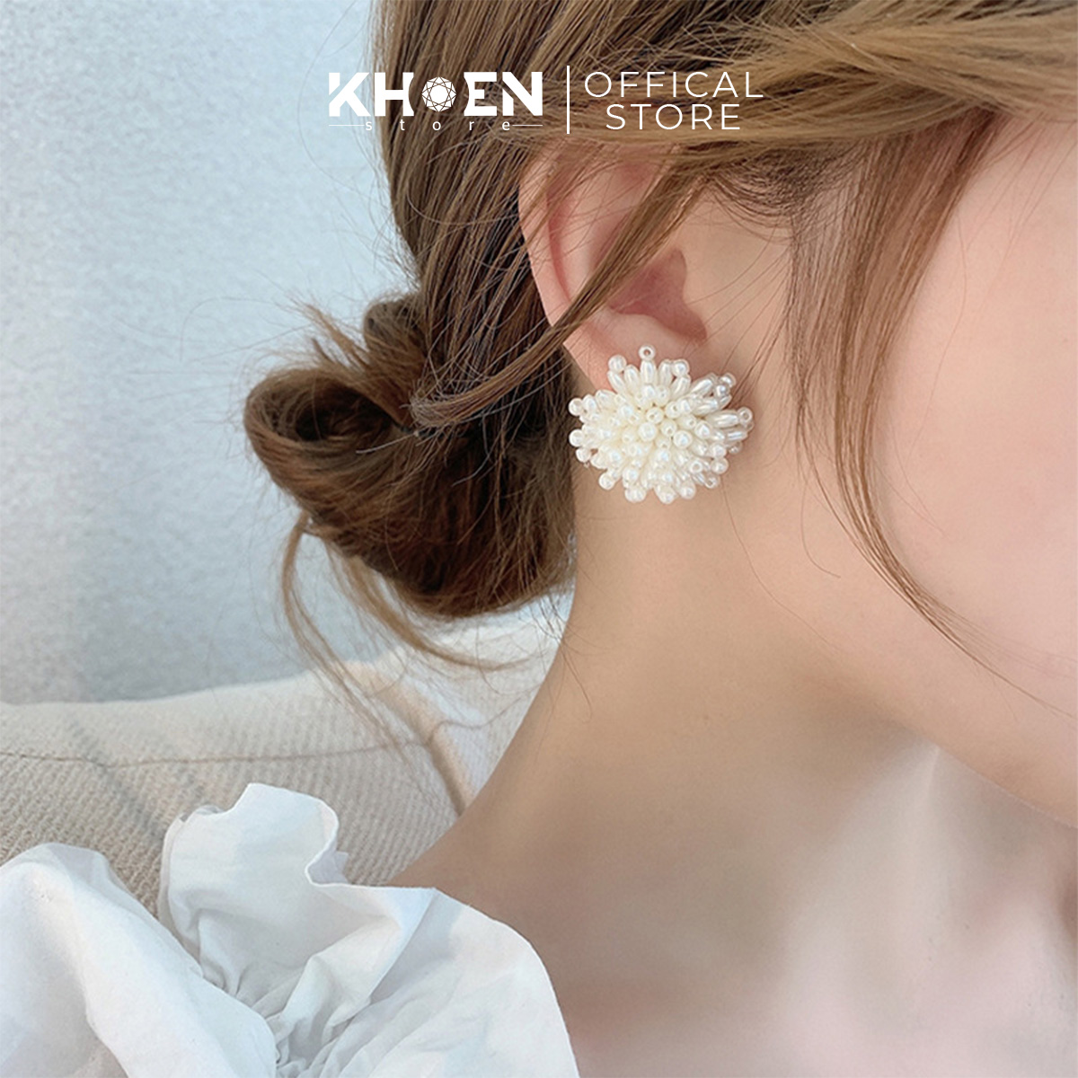 Bông tai nữ - Hoa ngọc lớn - Khoen Store