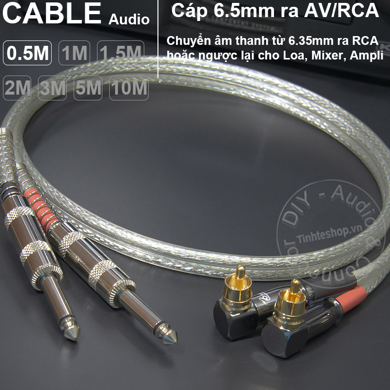 6.35mm mono to RCA 2 wire DIY 0.5M to 5M