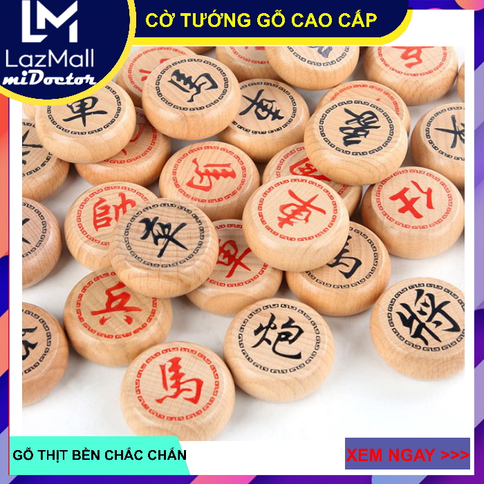 [CHẤT LIỆU TỰ NHIÊN - GỖ THÔNG CAO CẤP] Cờ Tướng Gỗ Thông Có Bàn Cờ Tướng 40x35cm, Cờ Tướng Chính Hãng An Toàn Cho Bé - Hàng Chính Hãng miDoctor