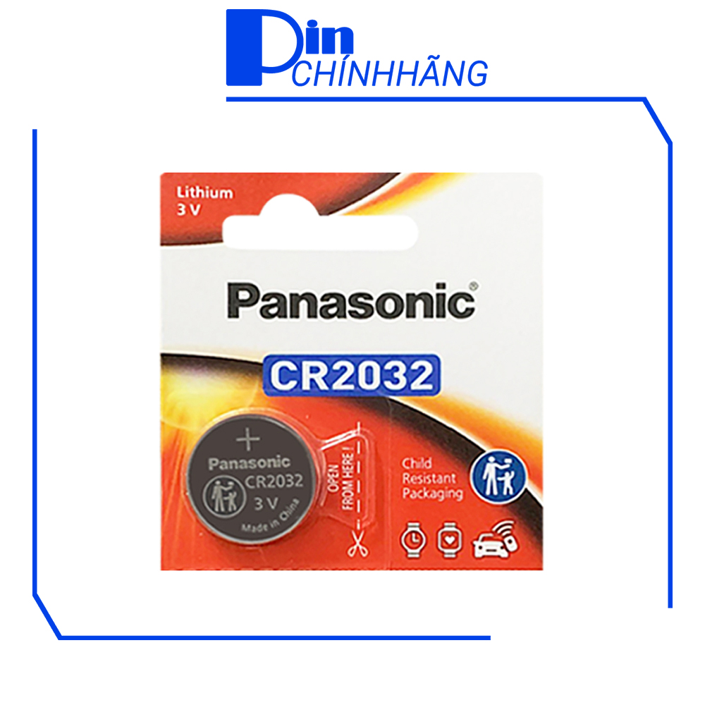 Vỉ 1 Pin Panasonic CR2032 Lithium 3V chính hãng (Pin CMOS, đồng hồ, remote, smartkey, v.v...)