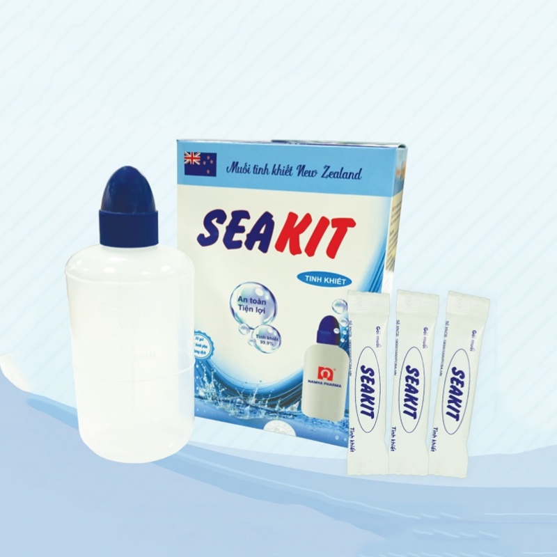 Bộ bình rửa mũi & gói muối pha rửa mũi SeaKit (Muối tinh khiết New Zealand)
