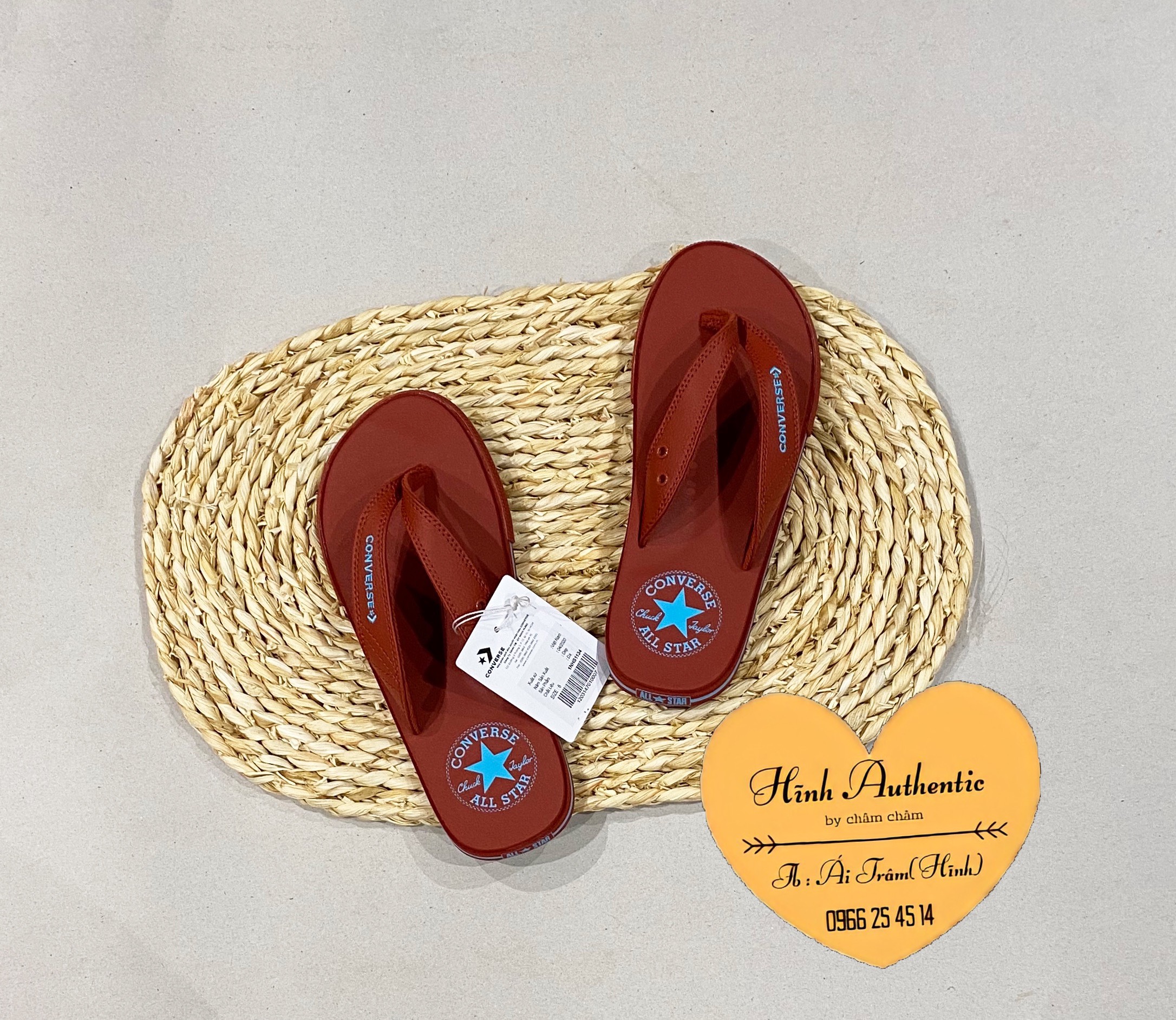 Dép Converse đỏ quai đỏ logo xanh chính hãng quai da