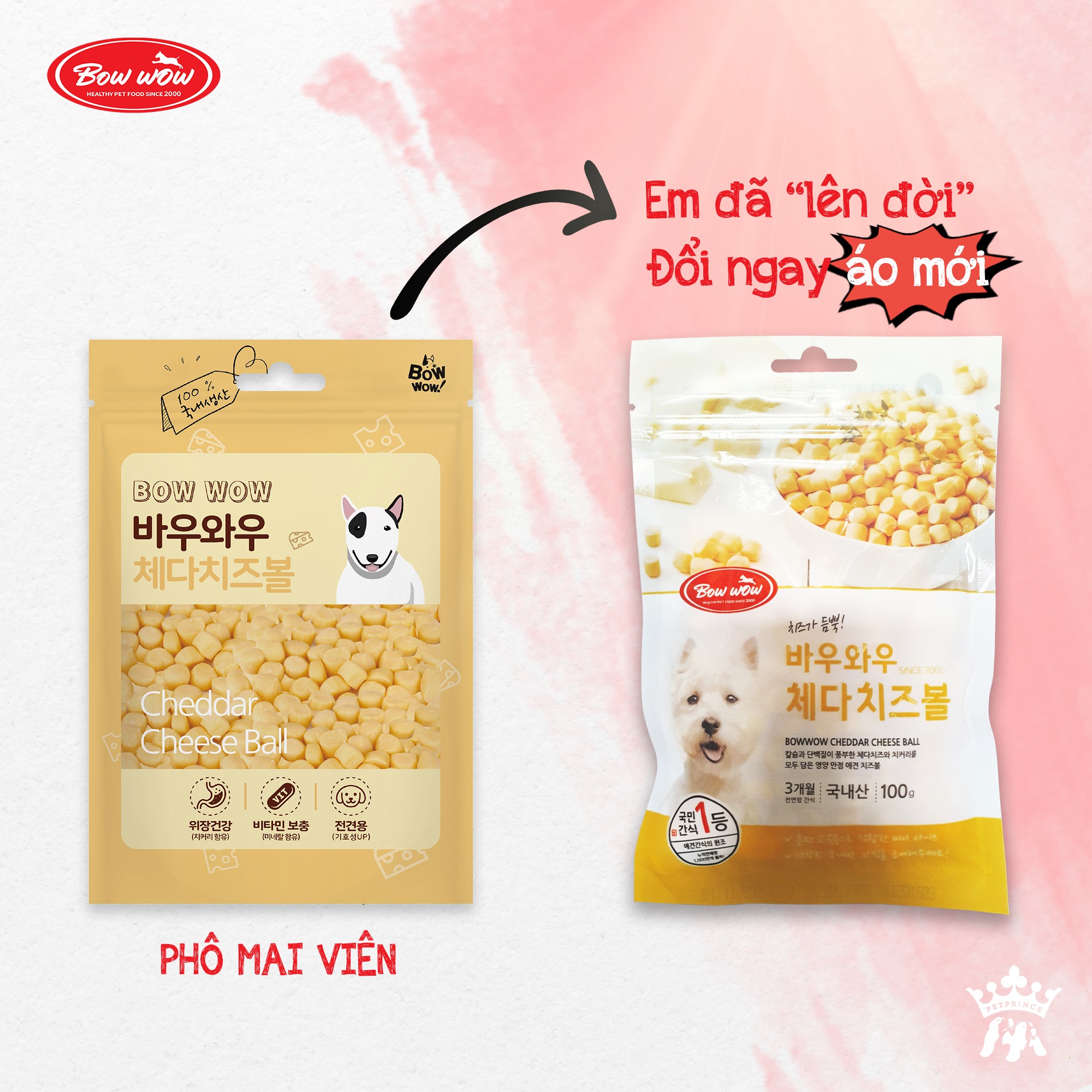 [100gr] Phô mai viên Bowwow Hàn Quốc cho chó