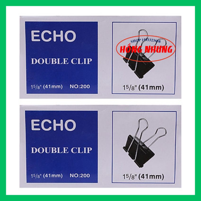 1 hộp nhỏ kẹp bướm đen echo 25mm; 1 nhỏ =12 cái