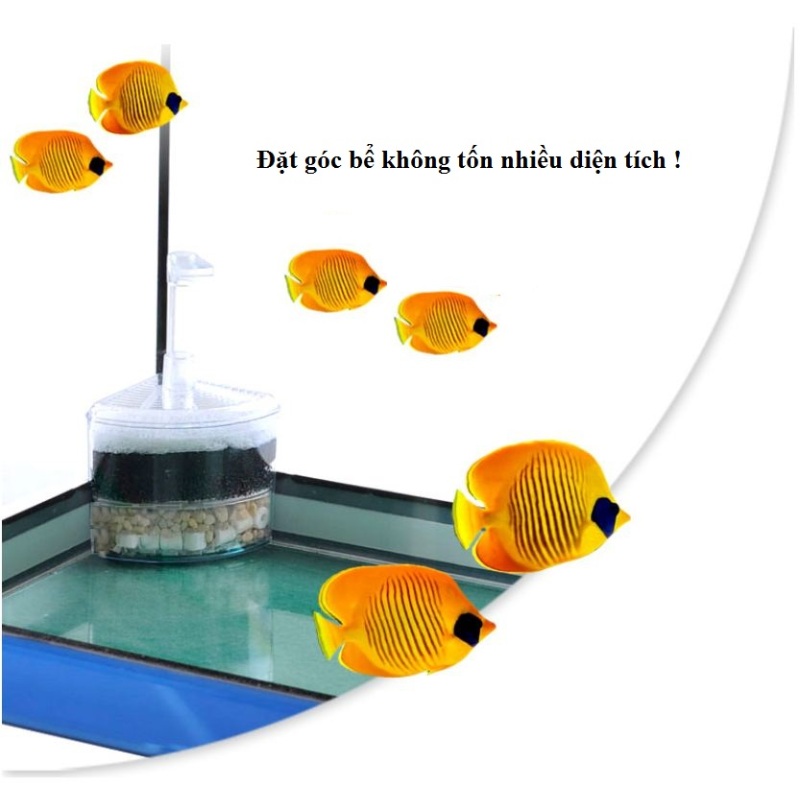 Lọc bio vi sinh 4 lớp kiêm sủi oxi cho bể cá (tặng ống sủi)