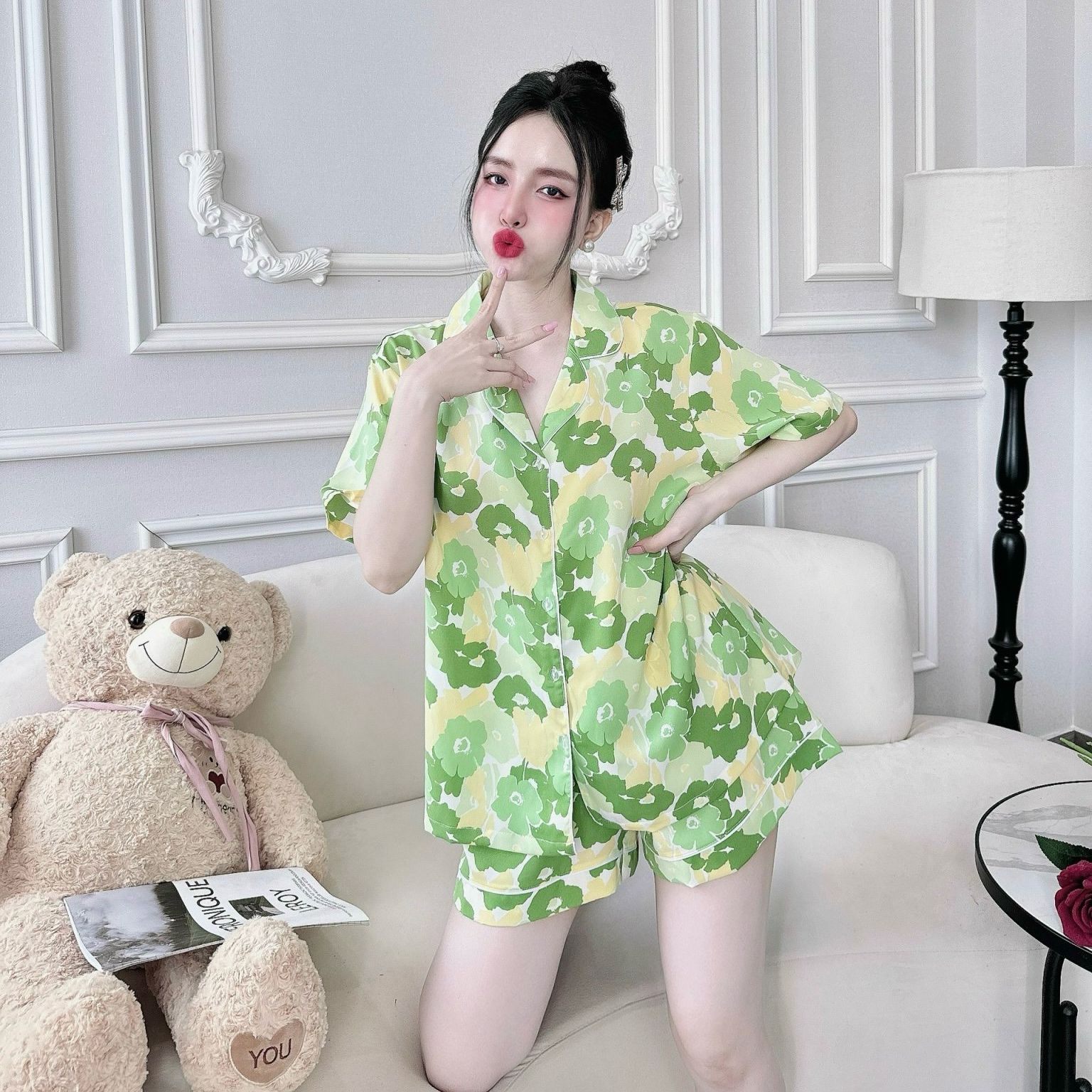 Đồ bộ bigsize đùi đồ mặc nhà cho nữ 50-110kg lụa mango cao cấp mềm mịn