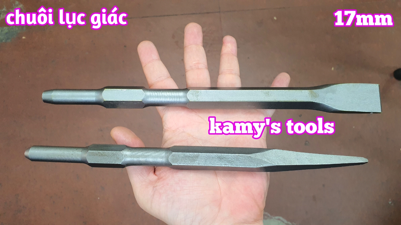 Mũi đục bê tông nhọn dẹp đuôi lục giác 17mm dài 275mm 262mm