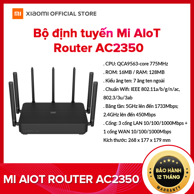 Bảng giá [XIAOMI OFFICIAL] Bộ định tuyến Router Xiaomi Mi AIoT AC2350 - CPU QCA9563-core 775MHz,3 cổng LAN, Hỗ trợ 2 băng tần 2.4Ghz/5.0Ghz, RAM 16MB, ROM 128MB - Bảo hành Chính Hãng 12 tháng Phong Vũ