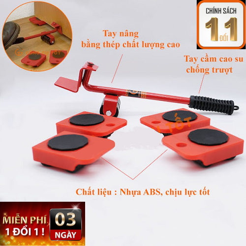 Bộ dụng cụ nâng và di chuyển đồ thông minh con lăn chuyển đồ dụng cụ di chuyển đồ đạc Đa Năng - Siêu Tiện Lợi Hỗ trợ di chuyển vật dụng nặng: tủ lạnh két sắt tủ giường tiết kiệm thời gian an toàn Mega big 5.0