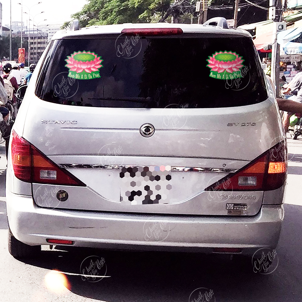 Miếng dán quan âm bồ tác decal trang trí đầu xe máy hình phong thủy cầu may mắn