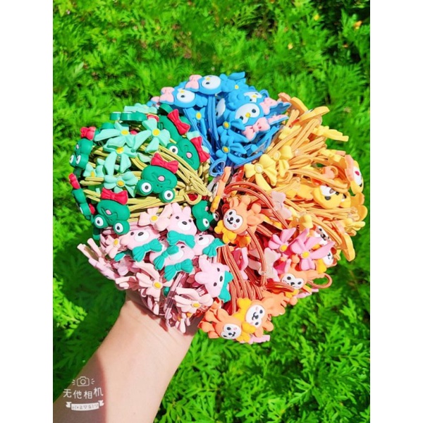 Set 5 Dây cột tóc 2 charm to dễ thương