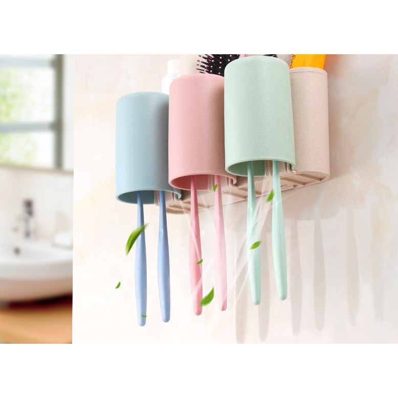 Bộ cắm chải 3 cốc Ecoco dính cường lực siêu chắc