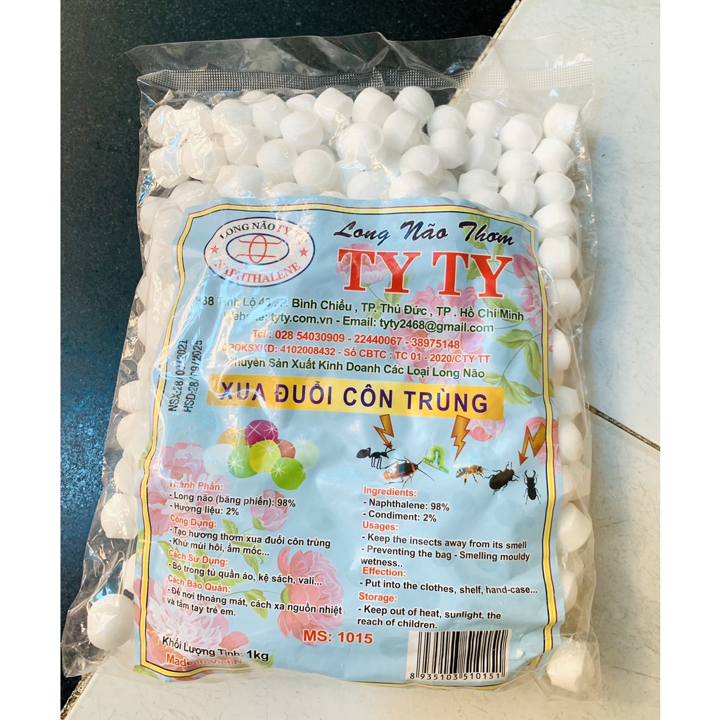 Long não thơm Ty Ty bịch 1kg viên nhỏ xua đuổi chuột, côn trùng, kiến, gián - băng phiến bịch 1 kg