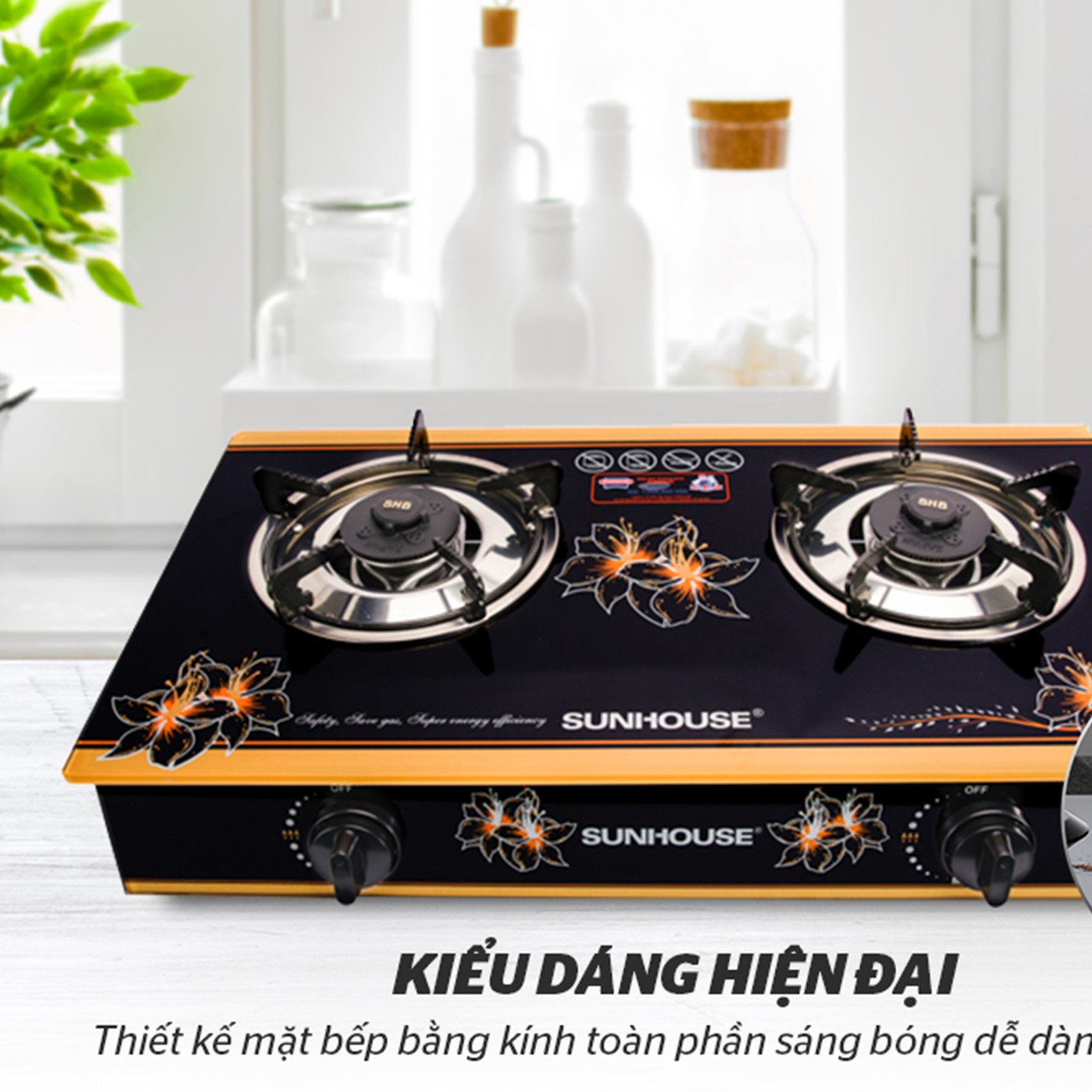 Bếp gas dương kính sunhouse shb3226 *1-tiết kiệm gas – an toàn sử dụng
