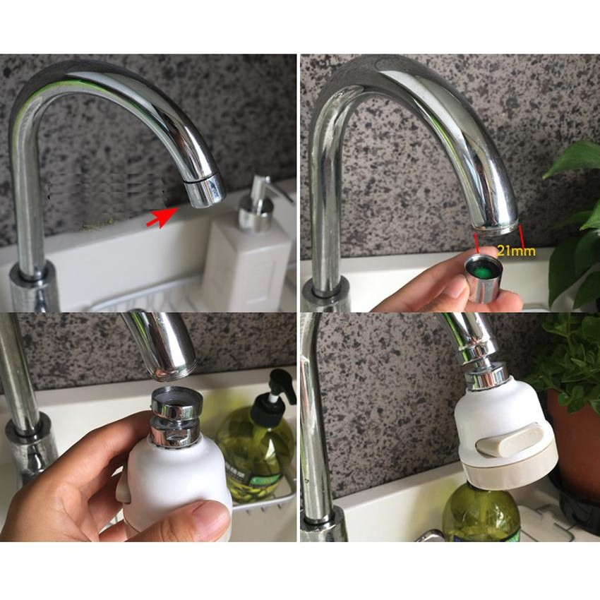 Đầu vòi tăng áp 3 chế độ xoay 360 độ