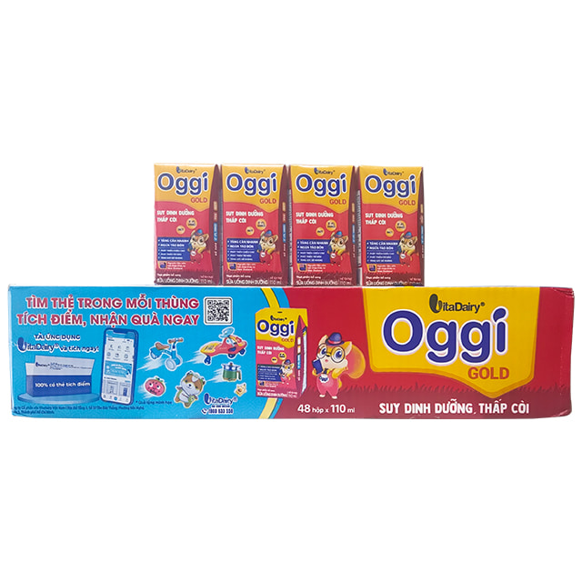 Sữa bột pha sẳn Oggi Gold 110ml và 180ml (Thùng 48 hộp)