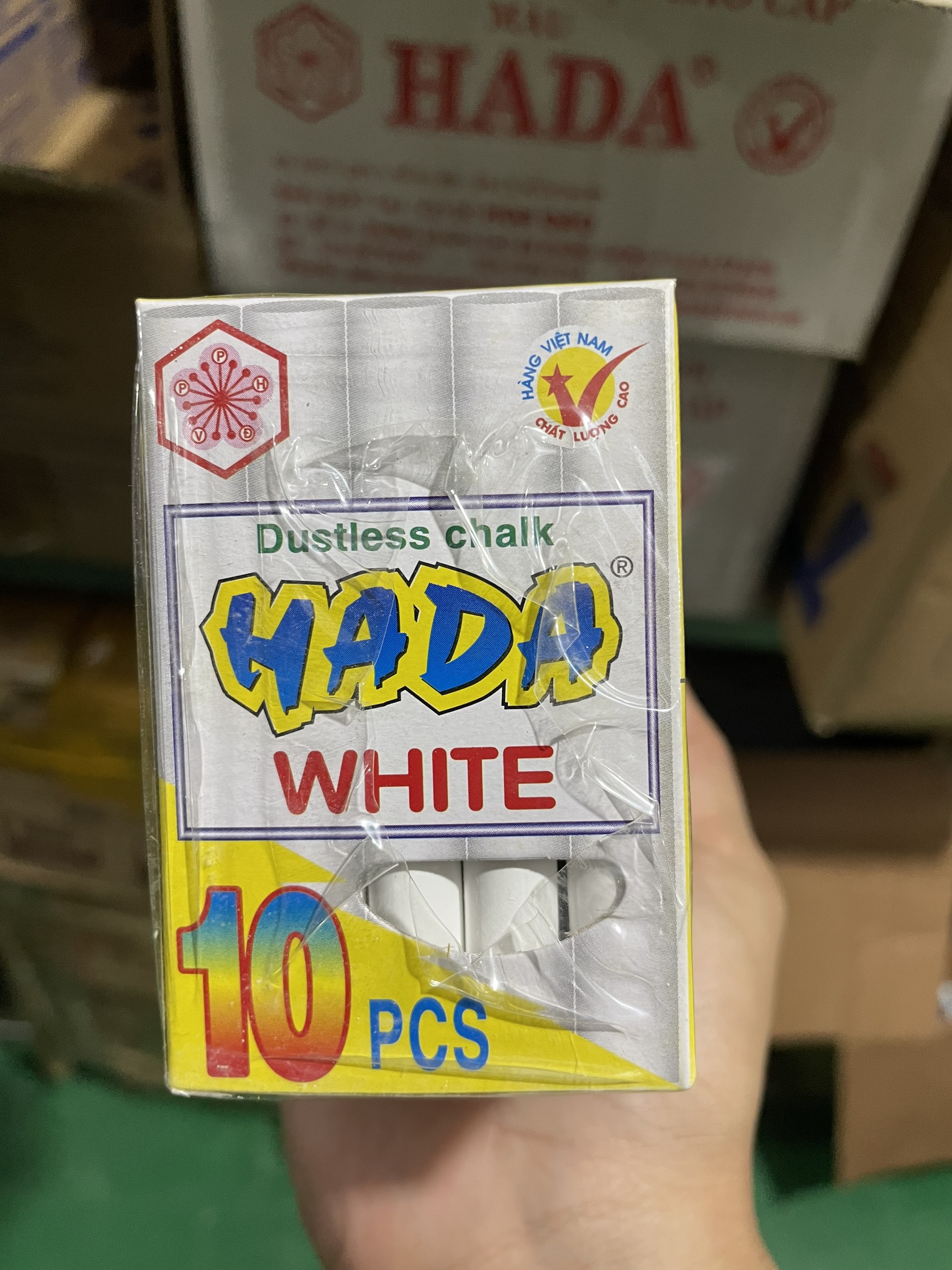 (Combo 10 Hộp) Phấn viết bảng trắng - Phấn không bụi HADA