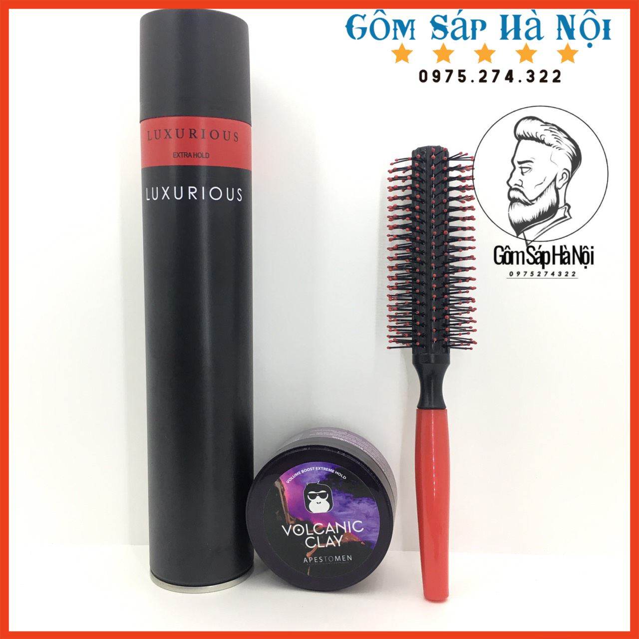 [Tặng Lược ] Combo  Gôm Xịt Tóc Luxuryous + Sáp Vuốt Tóc Volcanic Clay (Đen)