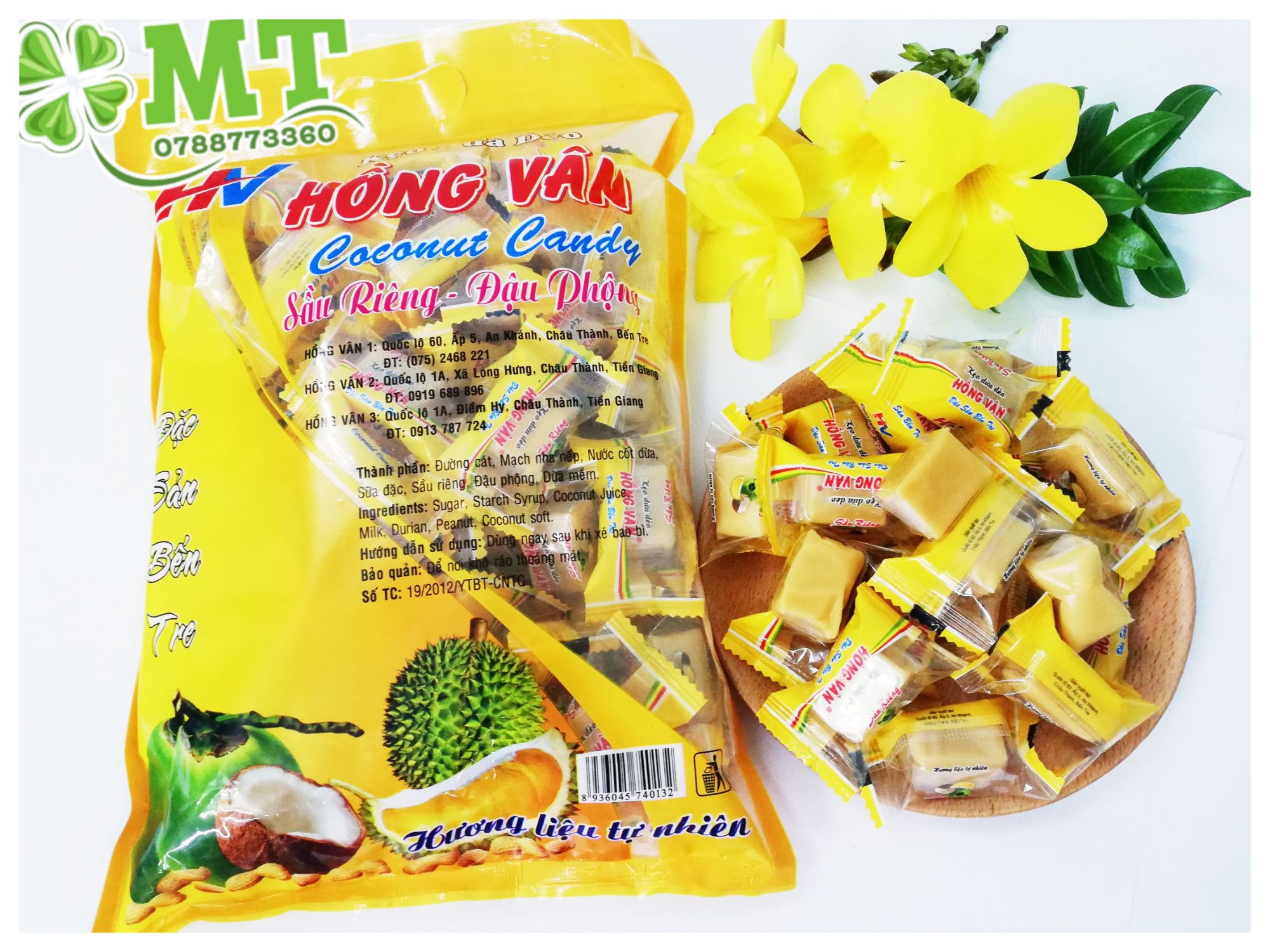 Kẹo dừa dẻo sầu riêng ít đường Hồng Vân 1kg