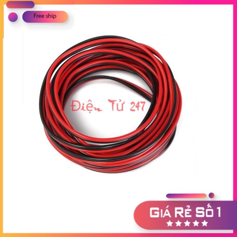 Cuộn 3 mét Dây Diện Đôi Đỏ Đen 2x0.75mm Loại Tốt