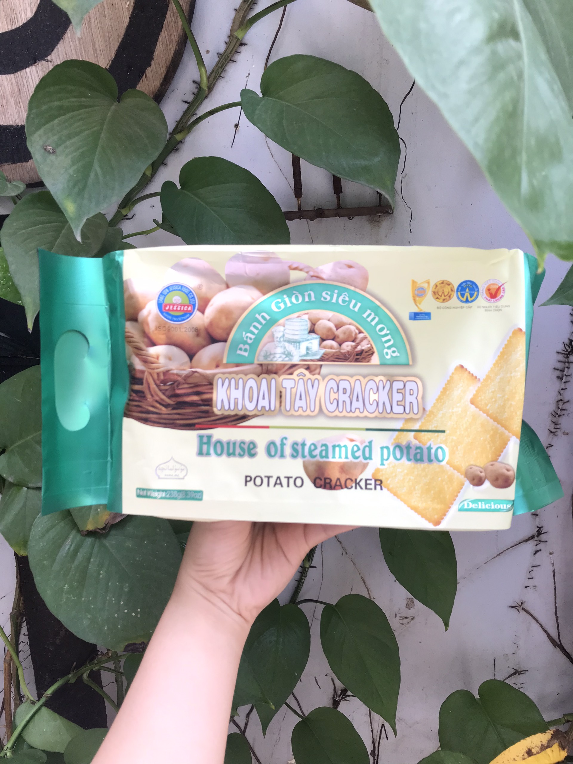 Bánh Khoai Tây Jessica (Tự Nhiên Và Rong Biển) Siêu Giòn Mỏng Cracker Potato (Gói 238g)