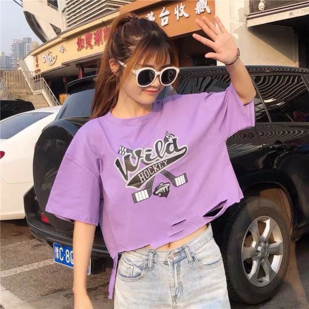 Áo Croptop cực đẹp kiểu rách cá tính, siêu cute (OneSize dưới 58Kg,M 55Kg), Chất Liệu Cao Cấp, Thiết Kế thời trang Form Rộng, Trẻ Trung, Dễ Dàng Phối Hợp Trang Phục