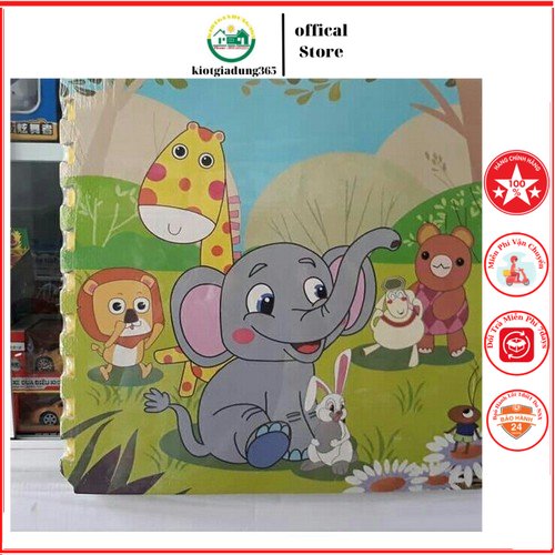 Thảm xốp ghép hoạt hình con vật 1 bộ 4 miếng 60x60cm dày 1cm