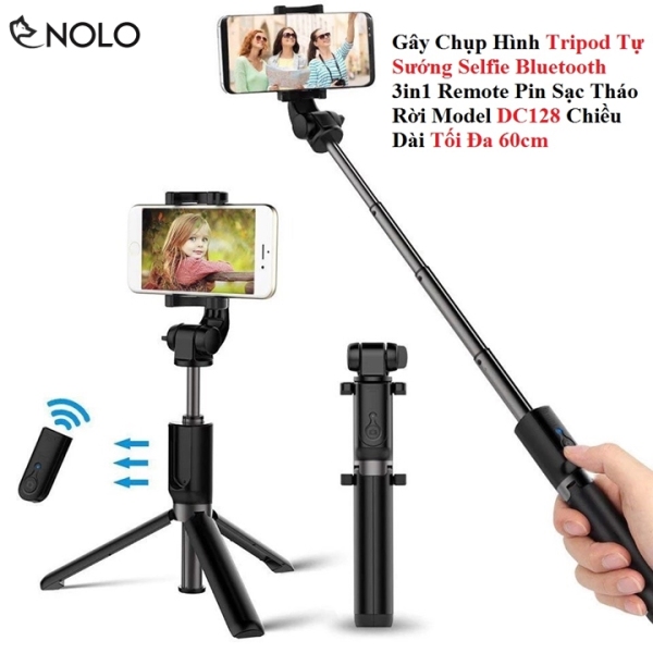 Gây Chụp Hình Tripod Tự Sướng Selfie Bluetooth 3in1 Remote Tháo Rời Model K07 Chiều Dài Tối Đa 60cm