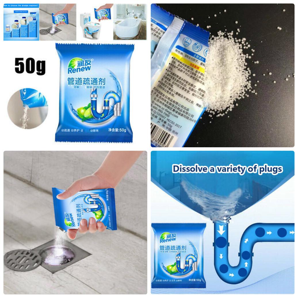 Bột tẩy ống cống Renew Bột thông cống giúp cống thông thoáng Bột tẩy thông cống renew xóa bỏ sự lo lắng tắc đường ống dẫn nước