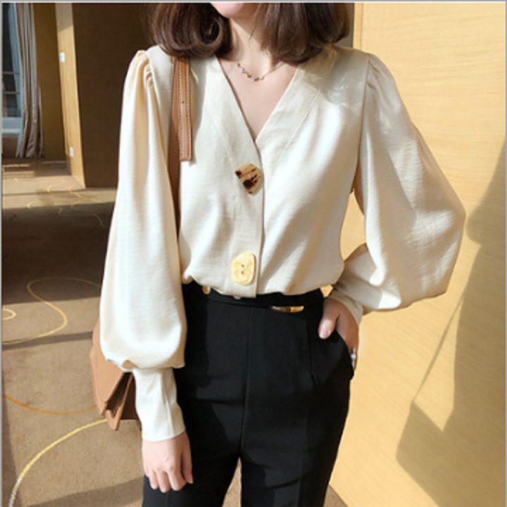 Áo sơ mi nữ cổ V hàng cao cấp