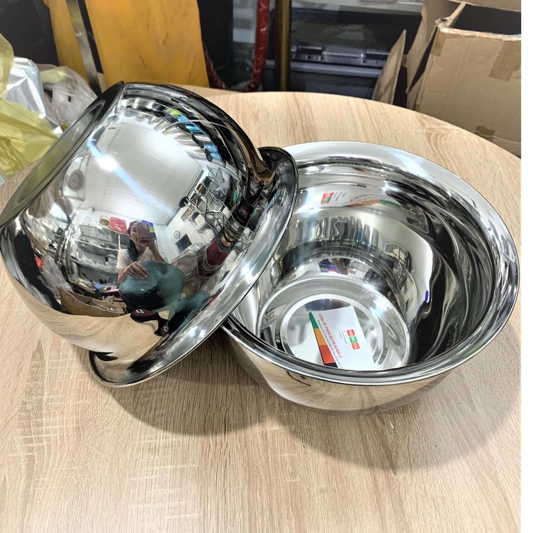 Thố (thau) trộn bột INOX cao cấp - hình bầu - nhiều size