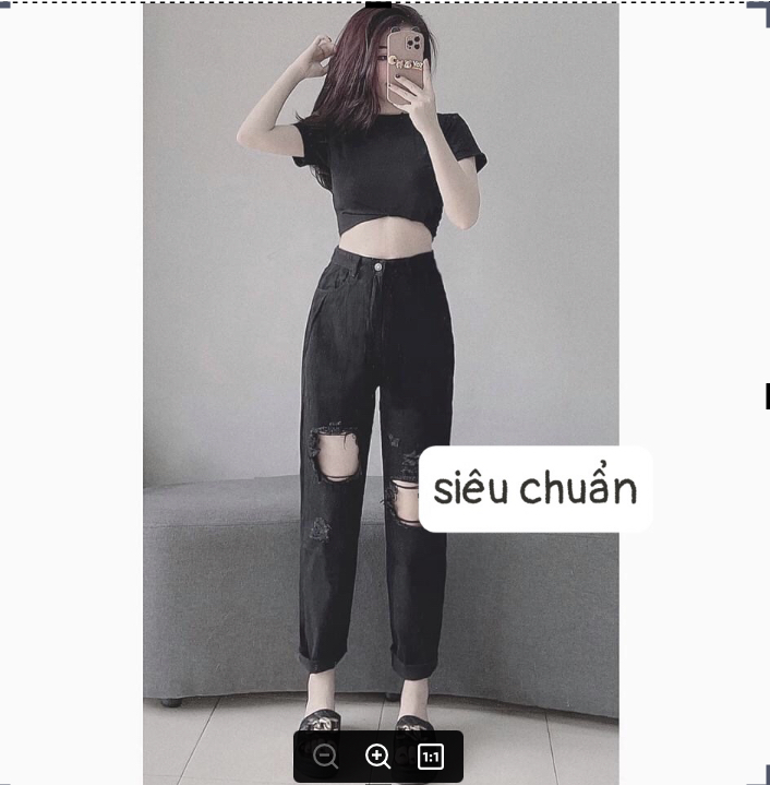 baggy đen siêu háck dáng rách to - trơn