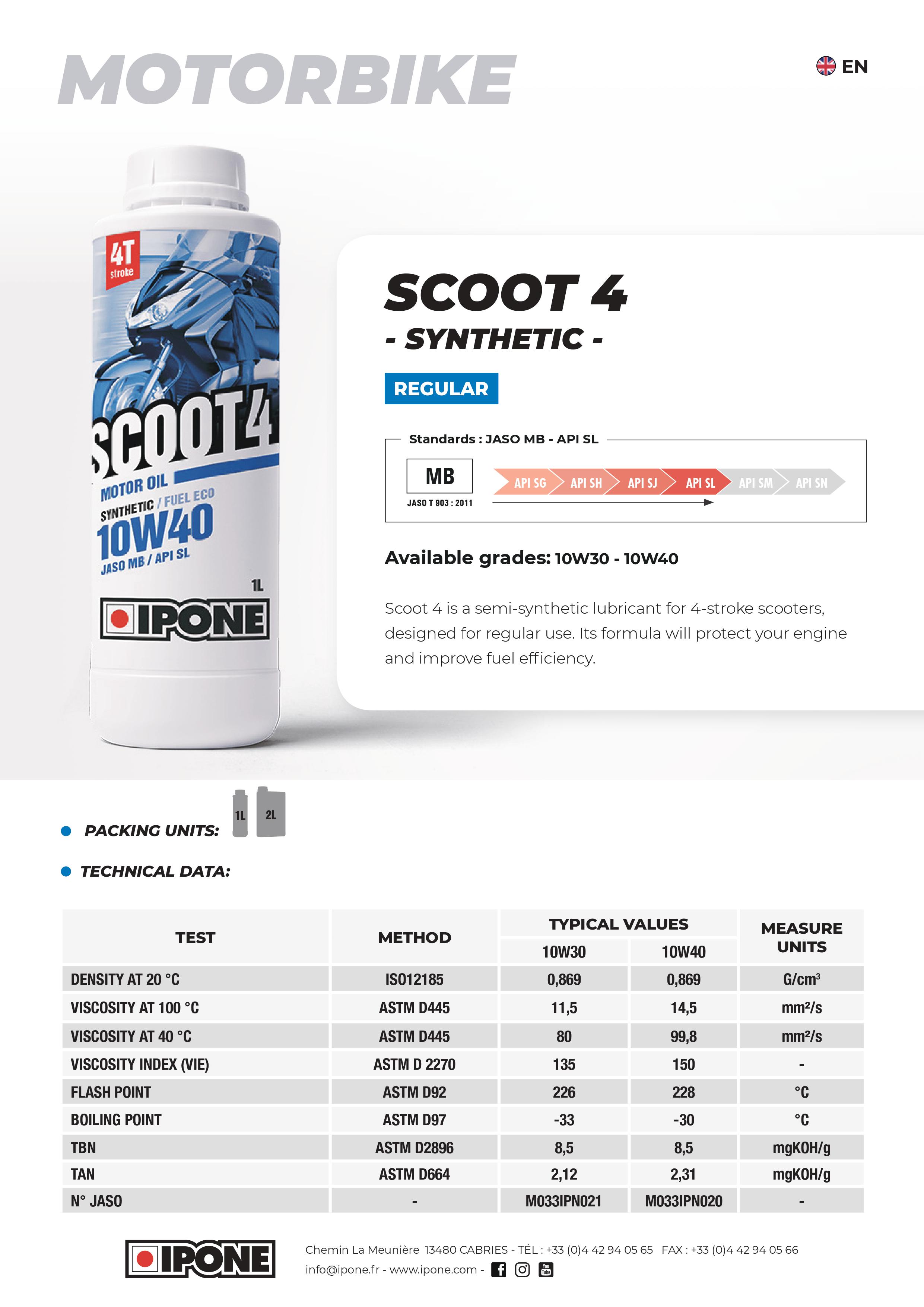 Dầu Nhớt Xe Ga IPONE SCOOT4 10W40