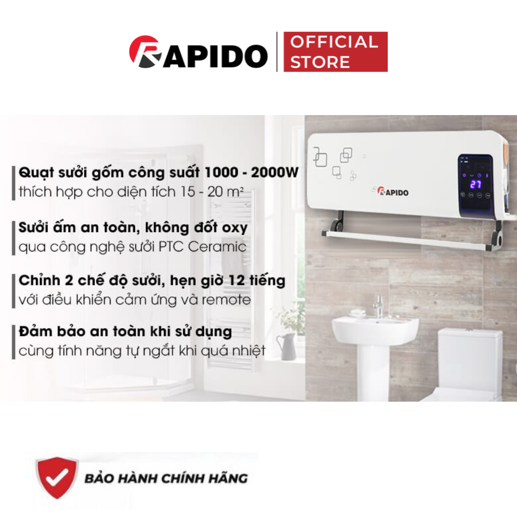 Máy sưởi gốm Rapido RCH2000-D