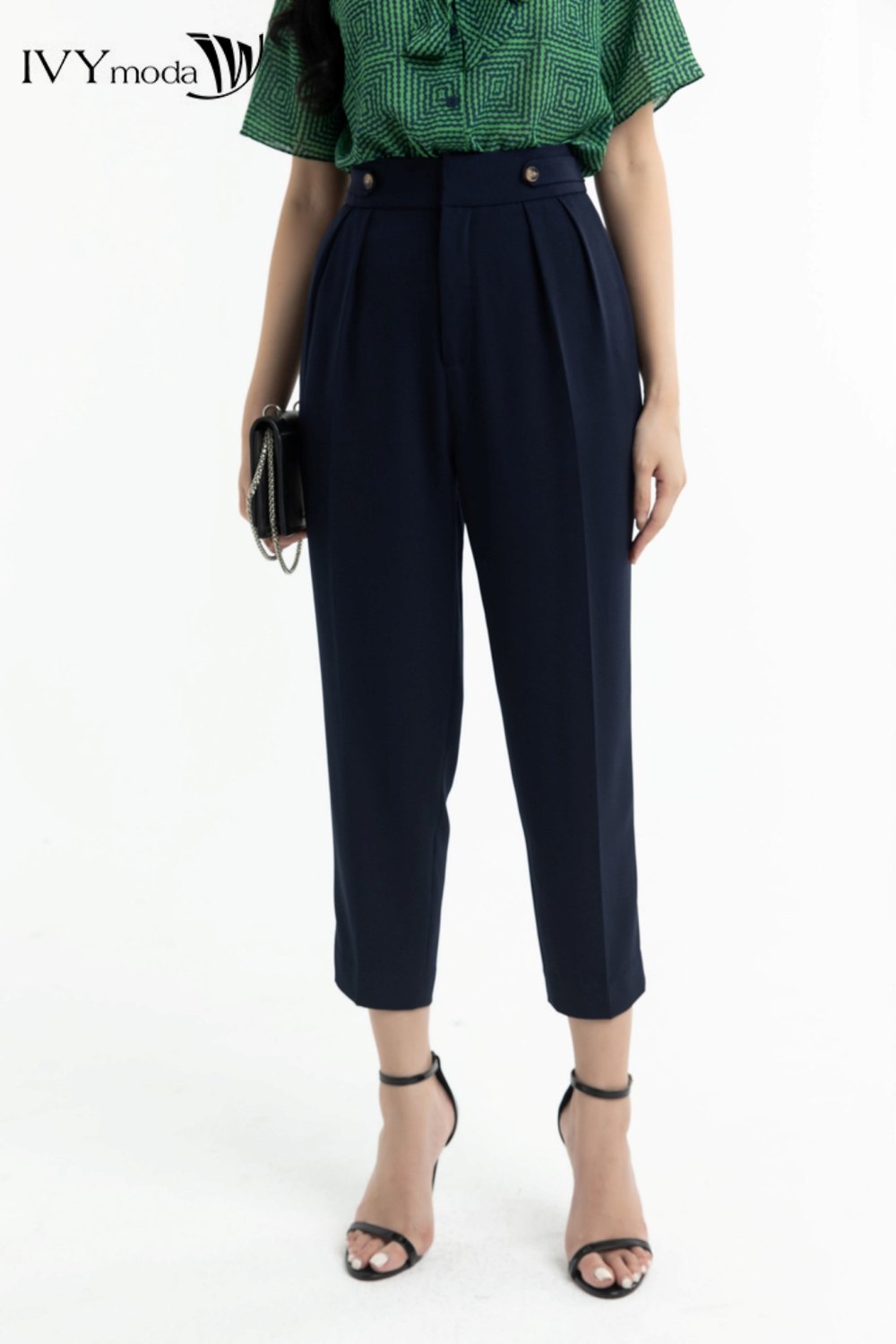 Quần baggy lửng cạp cao IVY moda MS 22M7578