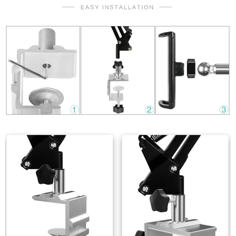 Adjustable Tablet Holder for Bed Table Mount 360° Rotation Cell Phone Bracket for iPhone iPad Arm Stand
