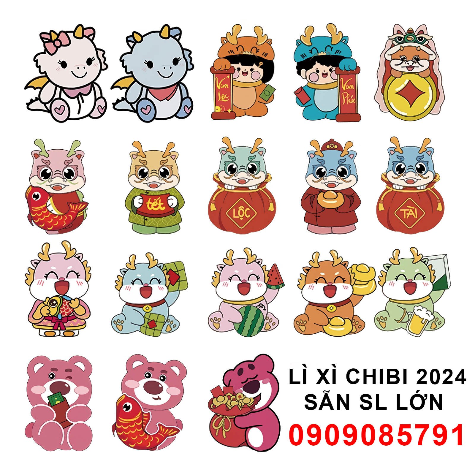 10 Bao lì xì chibi hoạt hình siêu hot