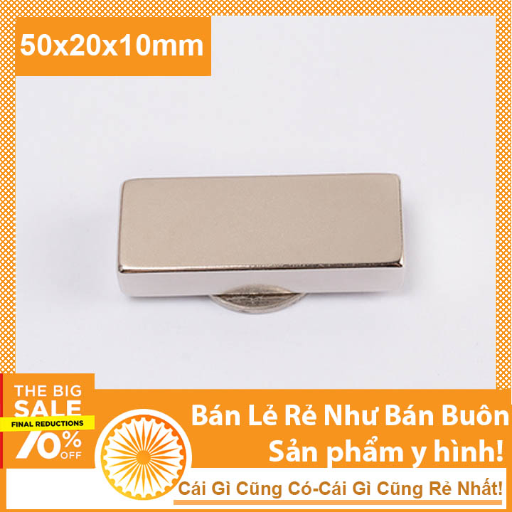 Nam châm đất hiếm 50x20x10mm lực từ siêu mạnh