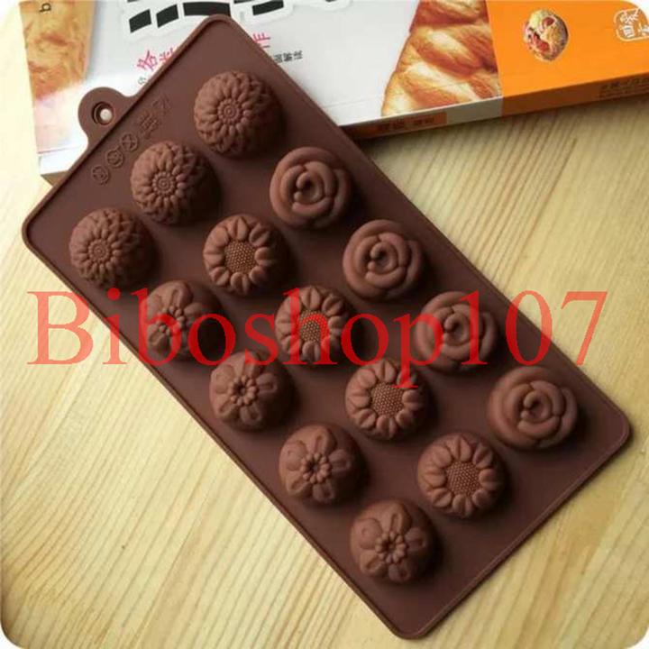 Khuôn silicon làm thạch, rau câu, socola 15 bông hoa
