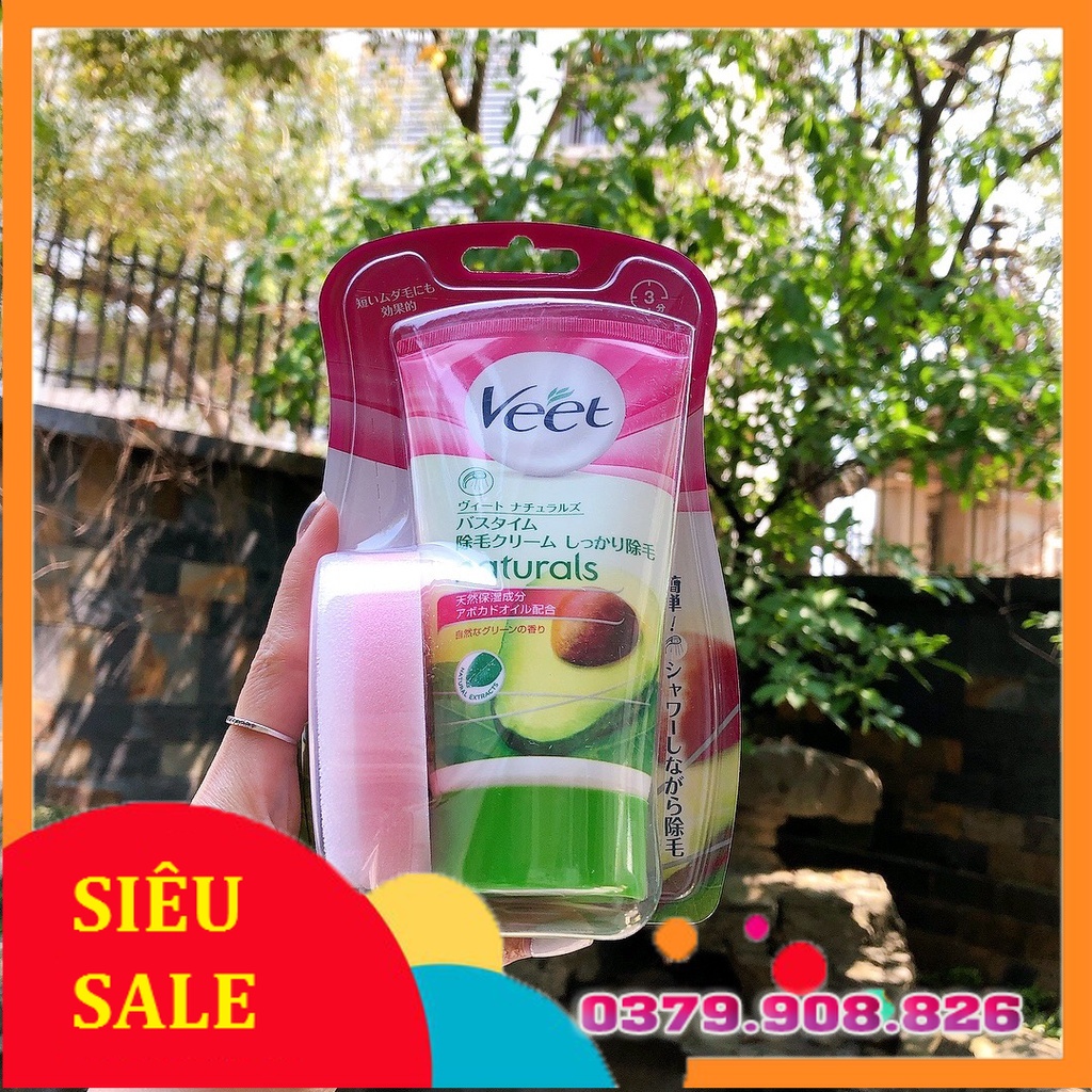 Kem tẩy lông Veet Nhật chiết xuất quả bơ kèm mút